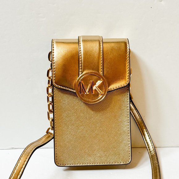 Michael Kors Carmen Small North South Phone Crossbody Bag Pale Gold - Picture 5 of 14